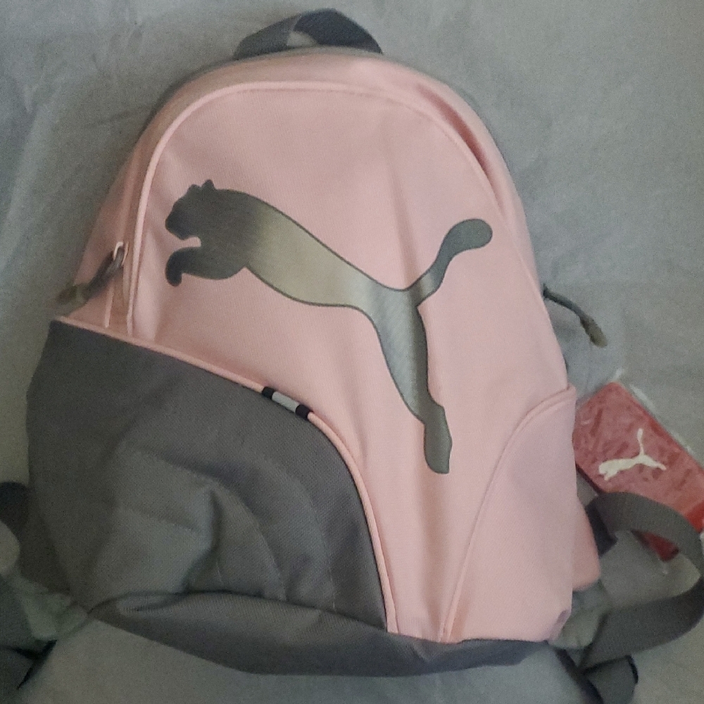 Puma Pink and Gray Backpack with Logo